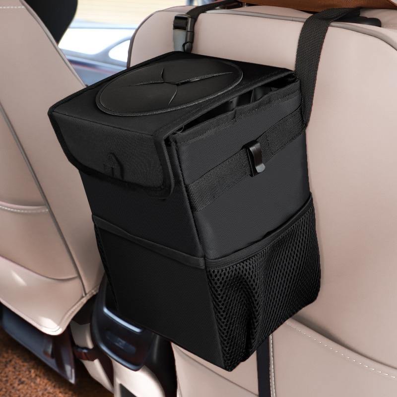 Car Trash Bag Hanging for Headrest with 3 Storage Pockets - MY STORE LIVING