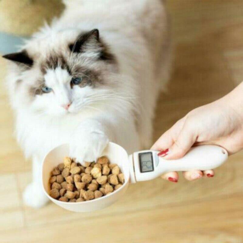 Pet Measuring Spoon Cup Of Pet Dog Food Water Scoop Scale Spoon LED Display Bowl For Cat Pets Feeder Dog Feeding Bowls - MY STORE LIVING