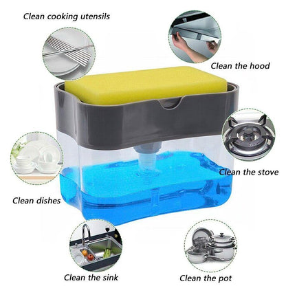 One-Hand Liquid Soap Pump Dispenser & Sponge Holder - MY STORE LIVING