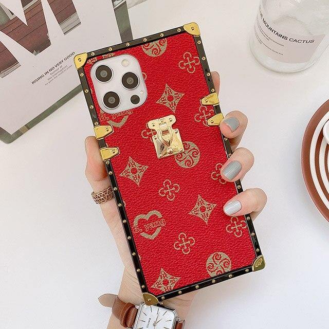 Luxury Brand Square Flower Leather Phone Case - MY STORE LIVING