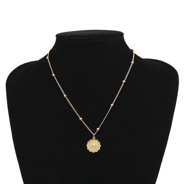 12 Constellations Flower Gold Bead Chain Necklace - MyStoreLiving