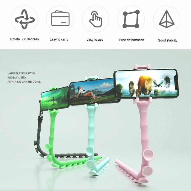 Suction Cup Lazy Phone Holder Caterpillar Cell Phone Holder Desktop Flexible Worm Car Mount Home Cute Phone Wall Bracket Bicycle - MY STORE LIVING