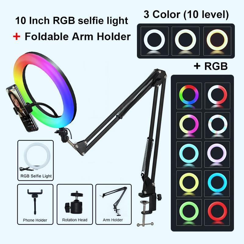 Selfie Ring Light Photography Light Led Rim Of Lamp With Mobile Holder Large Tripod Stand - MY STORE LIVING