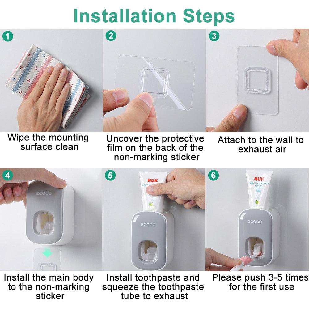 Wall Mounted Automatic Touchless Toothpaste Dispenser - MyStoreLiving