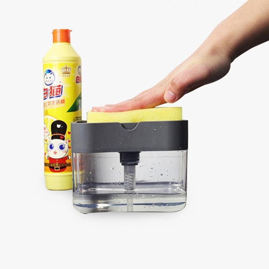 One-Hand Liquid Soap Pump Dispenser & Sponge Holder - MY STORE LIVING