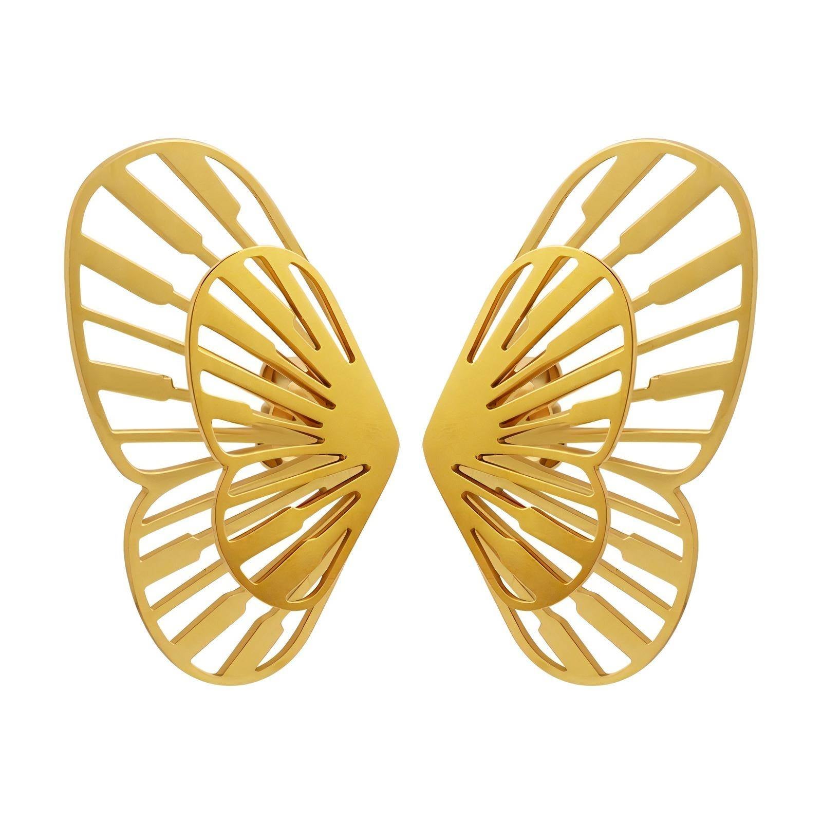 Gold plated Stainless steel Butterflies earrings