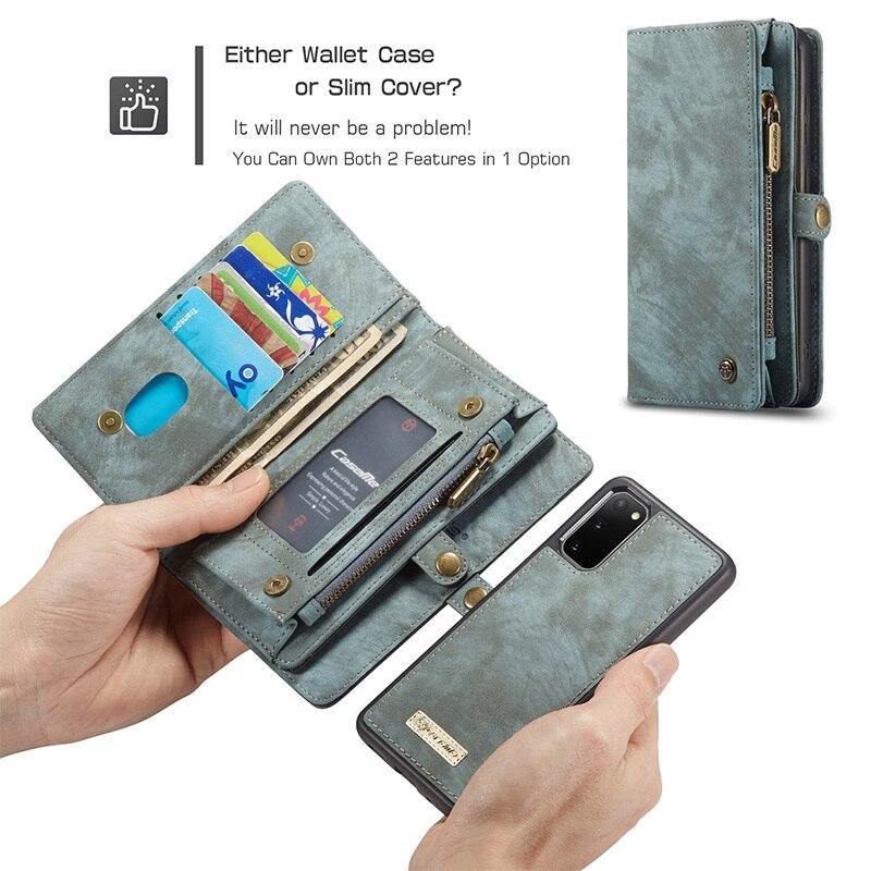 Detachable Magnetic Phone Case Retro Genuine Leather Card Slot Cover Wallet - MY STORE LIVING