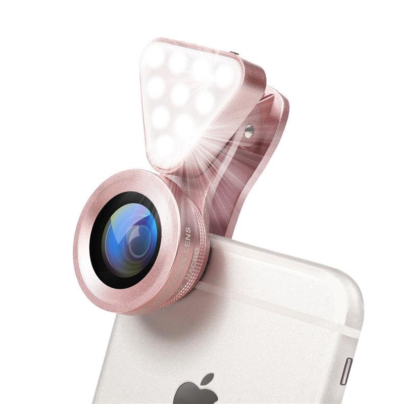 3 in 1 Phone Lens- LED Light Lens-Macro Clip-on Lens - MyStoreLiving