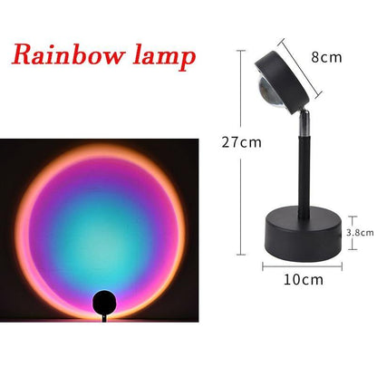 USB Rainbow Sunset Red Projector Led Night Light Sun Projection Desk Lamp for Bedroom Bar Coffee Store Wall Decoration Lighting - MY STORE LIVING