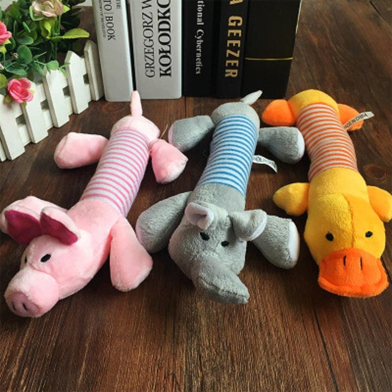 Three Pieces for All Pets Animal Plush Toys Elephant Duck Pig Pet Funny Durability Squeak-Chew Sound Dolls for Dogs and Cats in Fleece - MyStoreLiving