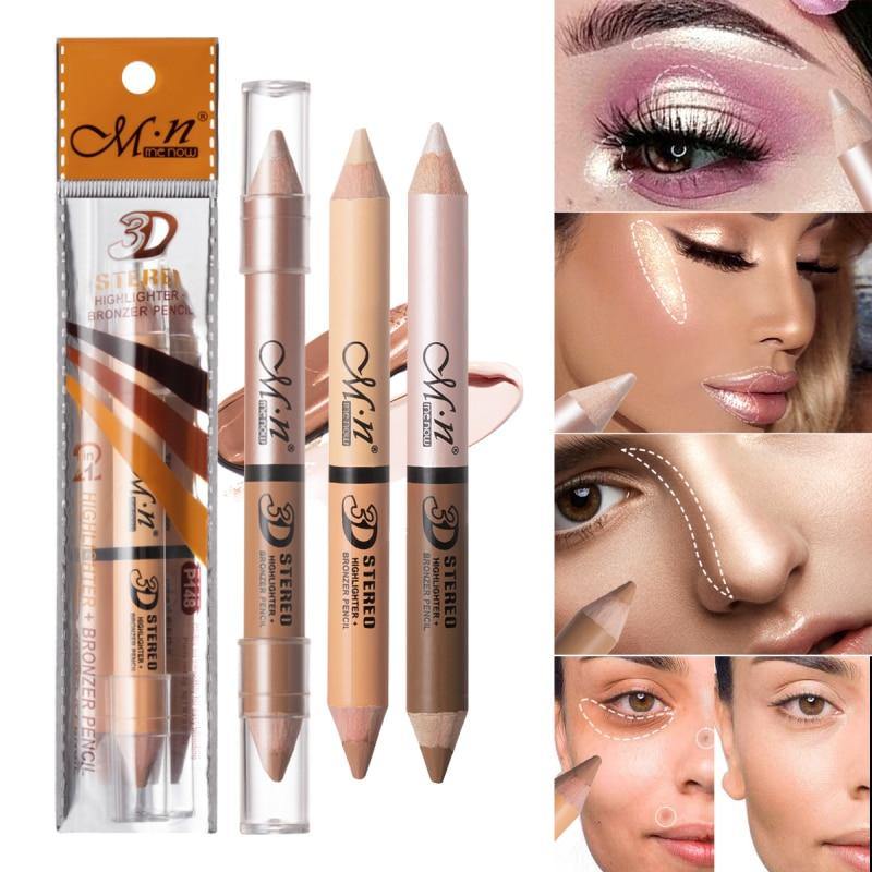 Concealer Pen Houten Handvat Zachte Gezichtscrème Waterdicht Contour Beige Fleuren Pen Kleur Natuurlijke Double Head TSLM2 - MY STORE LIVING