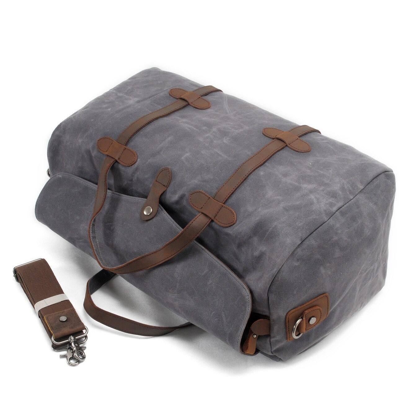 Waterproof Waxed Vintage Canvas Duffel Handbag Weekend Bag - MY STORE LIVING