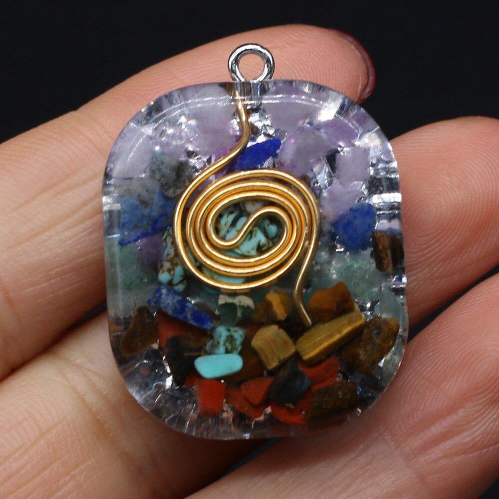 Colorful Chips Stone Pendant Chakra Reiki Healing Energy Stones Charms - MY STORE LIVING
