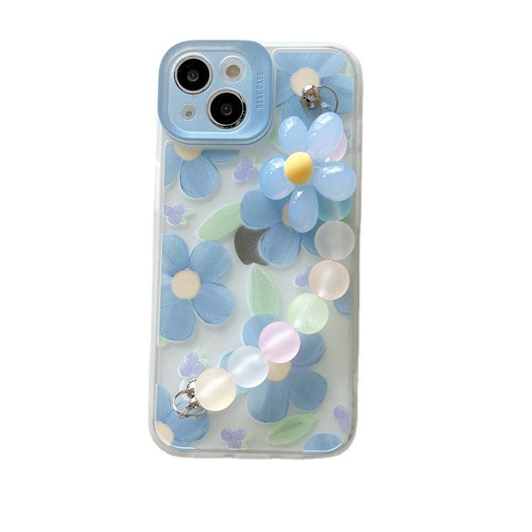 Blue Three-Dimensional Flower Suitable Mobile Phone Case Fine Hole All-Inclusive Soft - MyStoreLiving