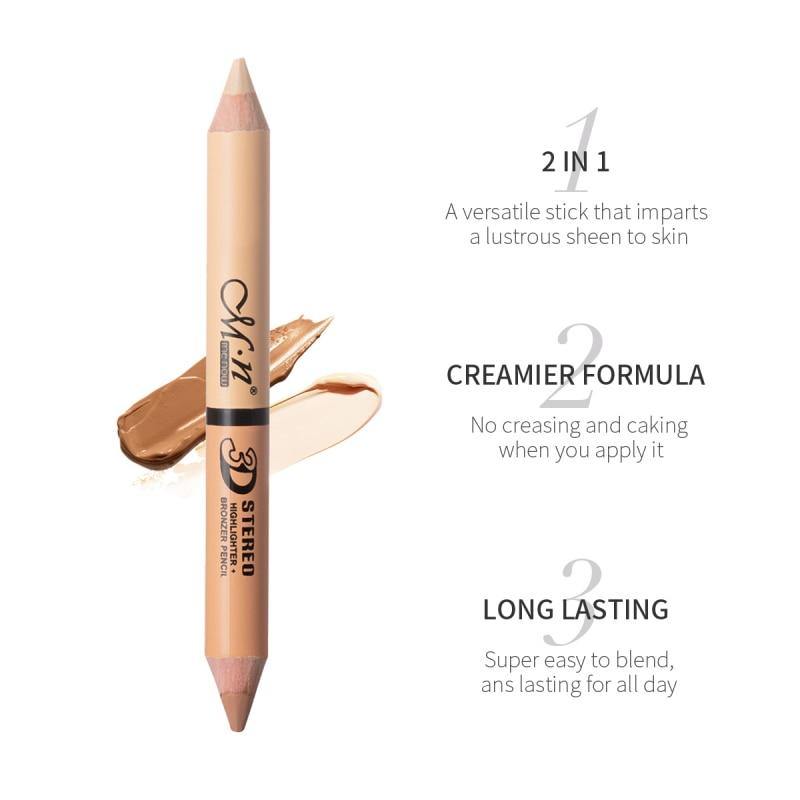 Concealer Pen Houten Handvat Zachte Gezichtscrème Waterdicht Contour Beige Fleuren Pen Kleur Natuurlijke Double Head TSLM2 - MY STORE LIVING