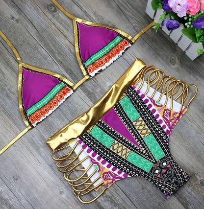 African Print Two-Pieces Bath Suits Bikini Set Sexy Geometric Swimwear Swimsuit - MyStoreLiving