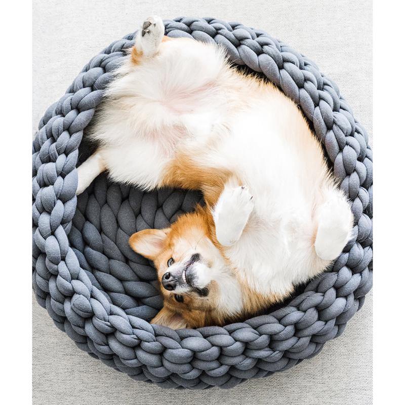 Braided Dog Bed Warming House Soft Pet Nest Kennel Baskets - MY STORE LIVING