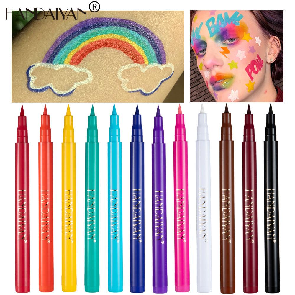 HANDAIYAN 12 Color Matte Color Eyeliner Quick-Drying And Not Easy To Smudge Liquid Eyeliner Pen 12 Pack Eyeliner - MyStoreLiving