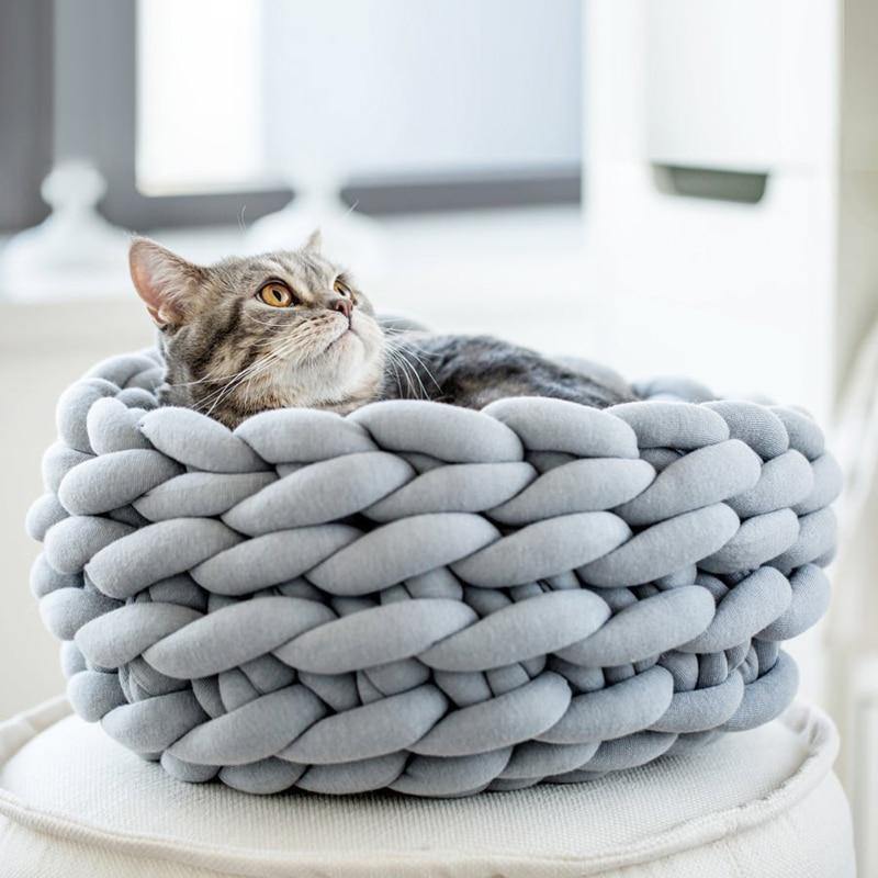 Braided Dog Bed Warming House Soft Pet Nest Kennel Baskets - MY STORE LIVING