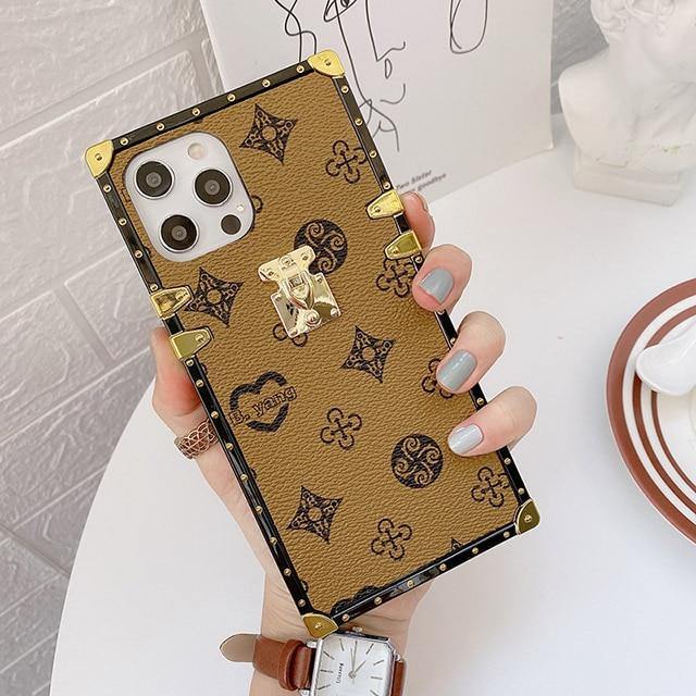 Luxury Brand Square Flower Leather Phone Case - MY STORE LIVING