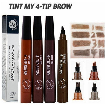 4 Point Eyebrow Pen * 5 Color Waterproof Natural Dark Brown Fork Tip TATTOO Pencil Cosmetic Long Lasting - MY STORE LIVING