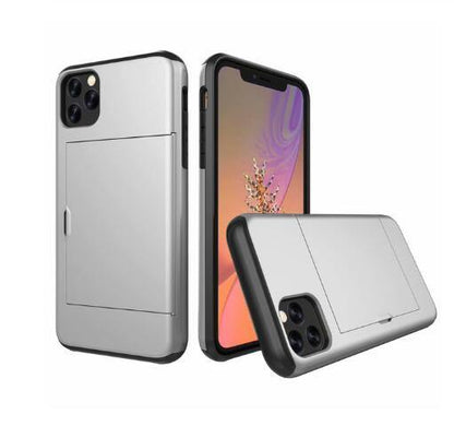 For iPhone 11 Pro Max XS X XR Case Slide Armor Wallet Card Slots Holder Cover For IPhone 7 8 6 6s Plus 5 5s TPU Shockproof Shell - MY STORE LIVING