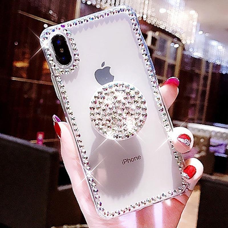 Clear Phone Case Thin Slim Transparent Diamond Stander - MY STORE LIVING