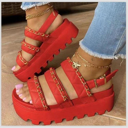 Soft Leather Summer Shoes Wedge Sandals Platform Sandals - MY STORE LIVING