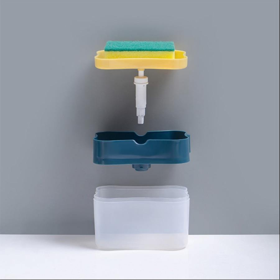 One-Hand Liquid Soap Pump Dispenser & Sponge Holder - MY STORE LIVING