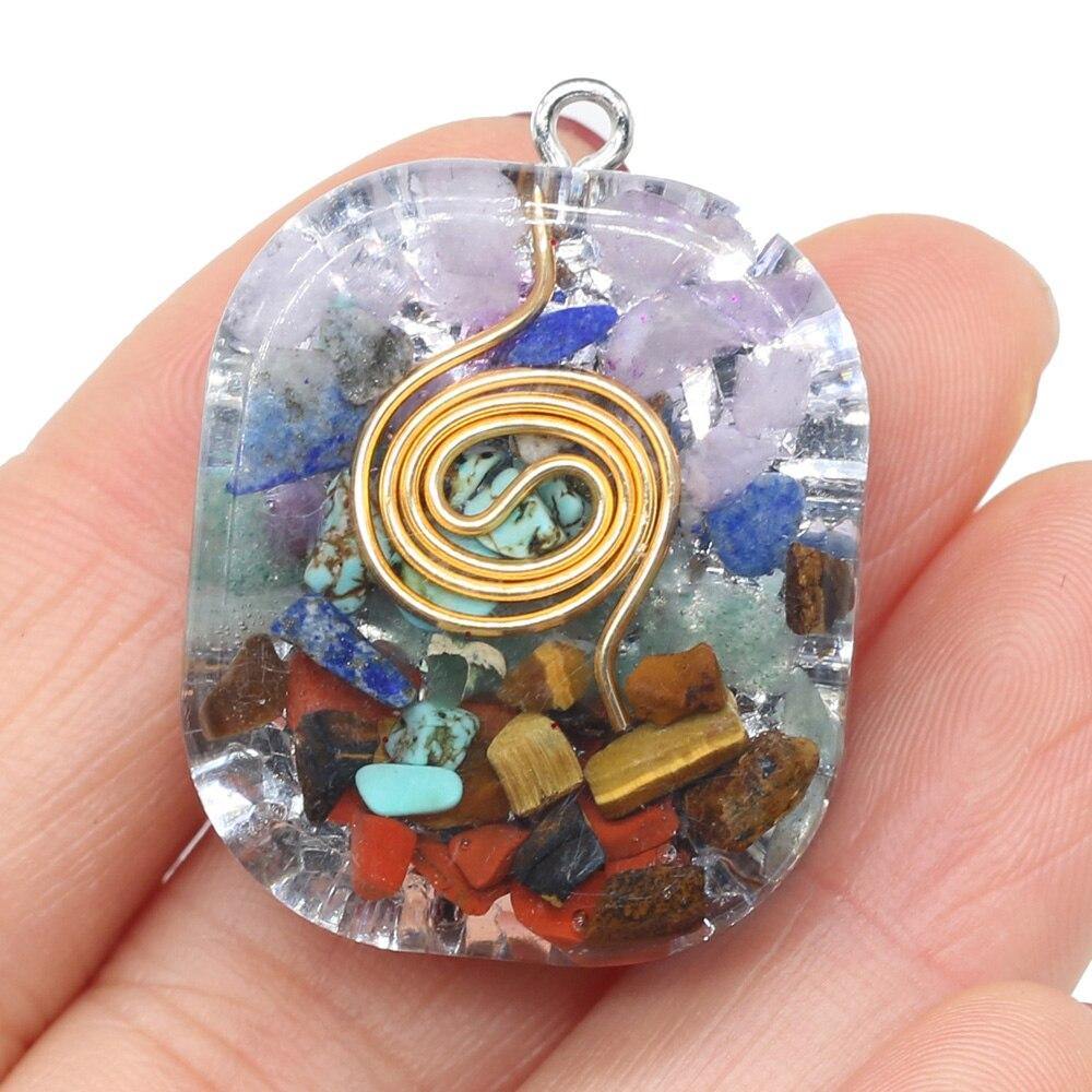 Colorful Chips Stone Pendant Chakra Reiki Healing Energy Stones Charms - MY STORE LIVING
