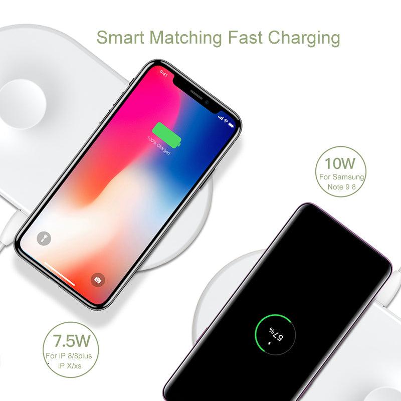 Baseus 2 in 1 Wireless Charger Pad For Apple Watch iPhone X Xs Max XR Desktop Fast Wireless Charging Charger Born for Apple Fans - MyStoreLiving