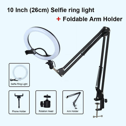 Selfie Ring Light Photography Light Led Rim Of Lamp With Mobile Holder Large Tripod Stand - MY STORE LIVING