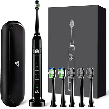 Adult Sonic Electric Toothbrush, Teeth Whitening Toothbrush, Travel Case, Fast Charging for 60 Days Use JTF Black Waterproof Toothbrushes. - MyStoreLiving