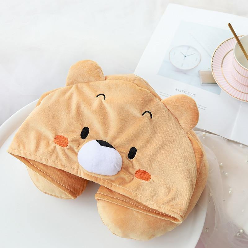 25 Kinds Cartoon U Shape Hoodie Travel Pillow Neck Cushion For Sleep Kawaii Animals Hooded Pillows For Airplane Home Textile - MY STORE LIVING