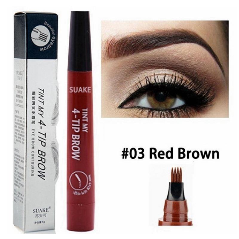 4 Point Eyebrow Pen * 5 Color Waterproof Natural Dark Brown Fork Tip TATTOO Pencil Cosmetic Long Lasting - MY STORE LIVING