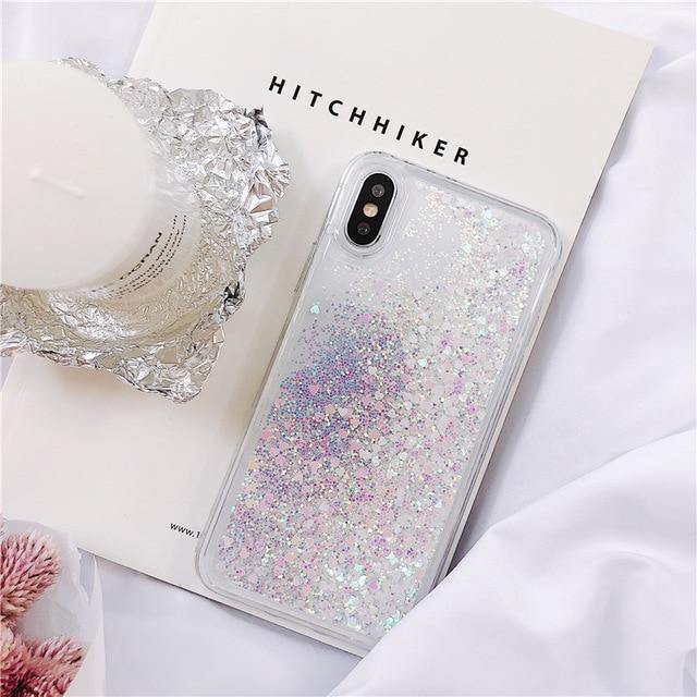 Glitter Phone Case For iphone X XR XS 11 12 13 6S 6 7 8 5 5S SE 2020 Plus Mini Pro MAX Dynamic Liquid Love Heart Quicksand Cover - MY STORE LIVING