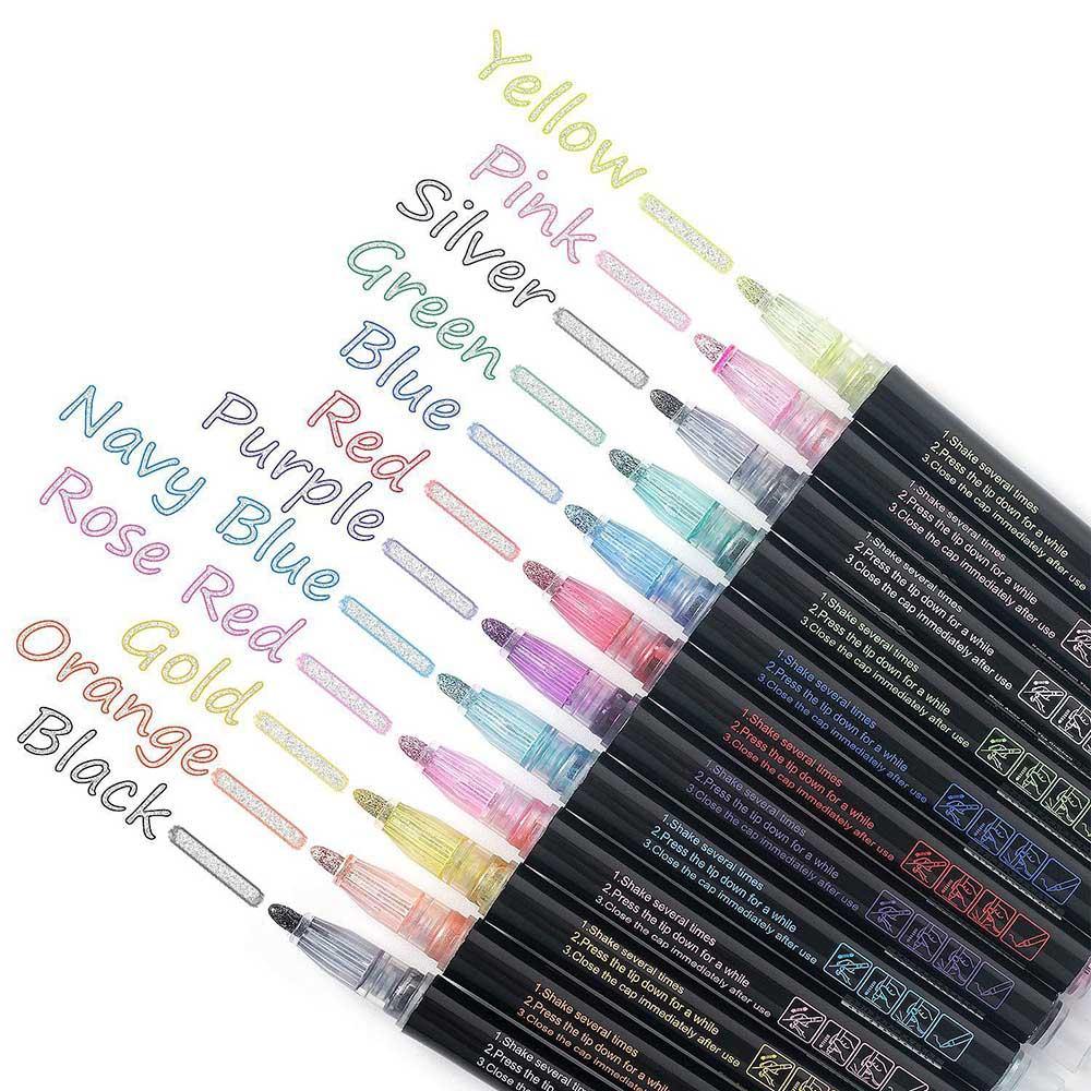 Metallic Markers Magic Glitter Paint Pens Double Line Outline - MY STORE LIVING