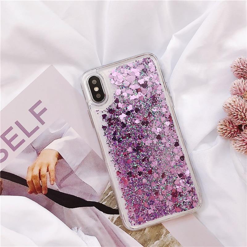 Glitter Phone Case For iphone X XR XS 11 12 13 6S 6 7 8 5 5S SE 2020 Plus Mini Pro MAX Dynamic Liquid Love Heart Quicksand Cover - MY STORE LIVING
