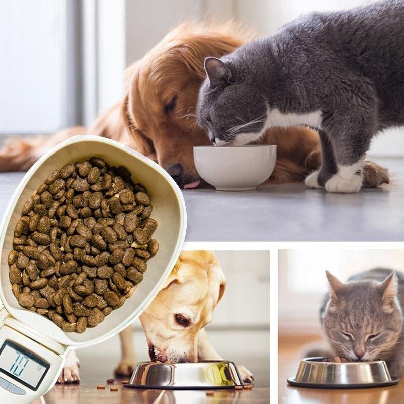 Pet Measuring Spoon Cup Of Pet Dog Food Water Scoop Scale Spoon LED Display Bowl For Cat Pets Feeder Dog Feeding Bowls - MY STORE LIVING