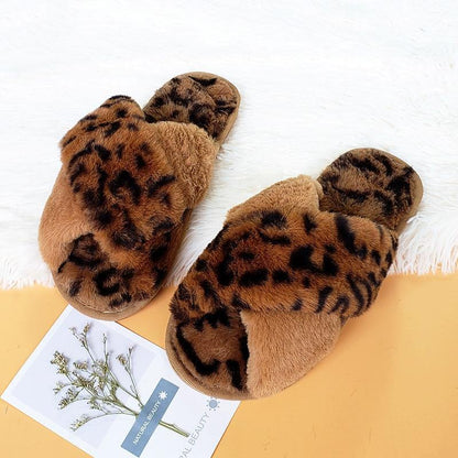 BEVERGREEN Winter Women House Slippers Faux Fur Warm Flat Shoes Female Slip on - MY STORE LIVING