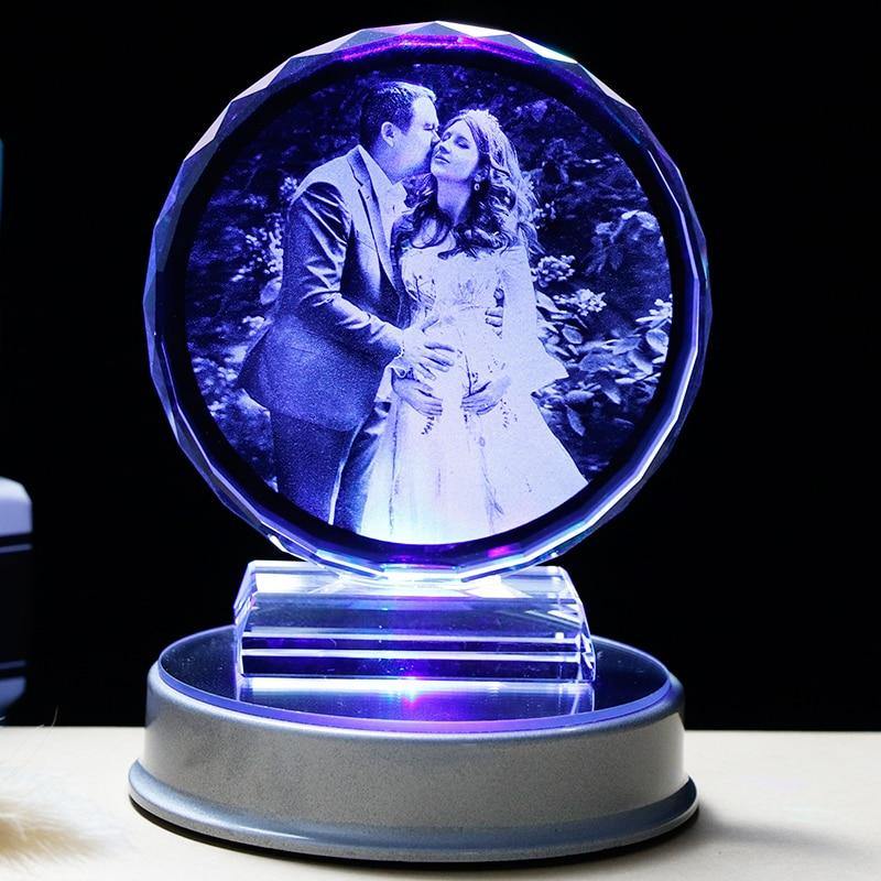Customized K9 Crystal Photo Frame LED Base Laser Engraved Picture Home Decoration Personalized Wedding Photo Frame - MY STORE LIVING