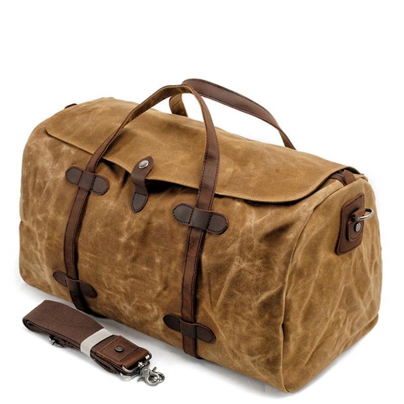 Waterproof Waxed Vintage Canvas Duffel Handbag Weekend Bag - MY STORE LIVING