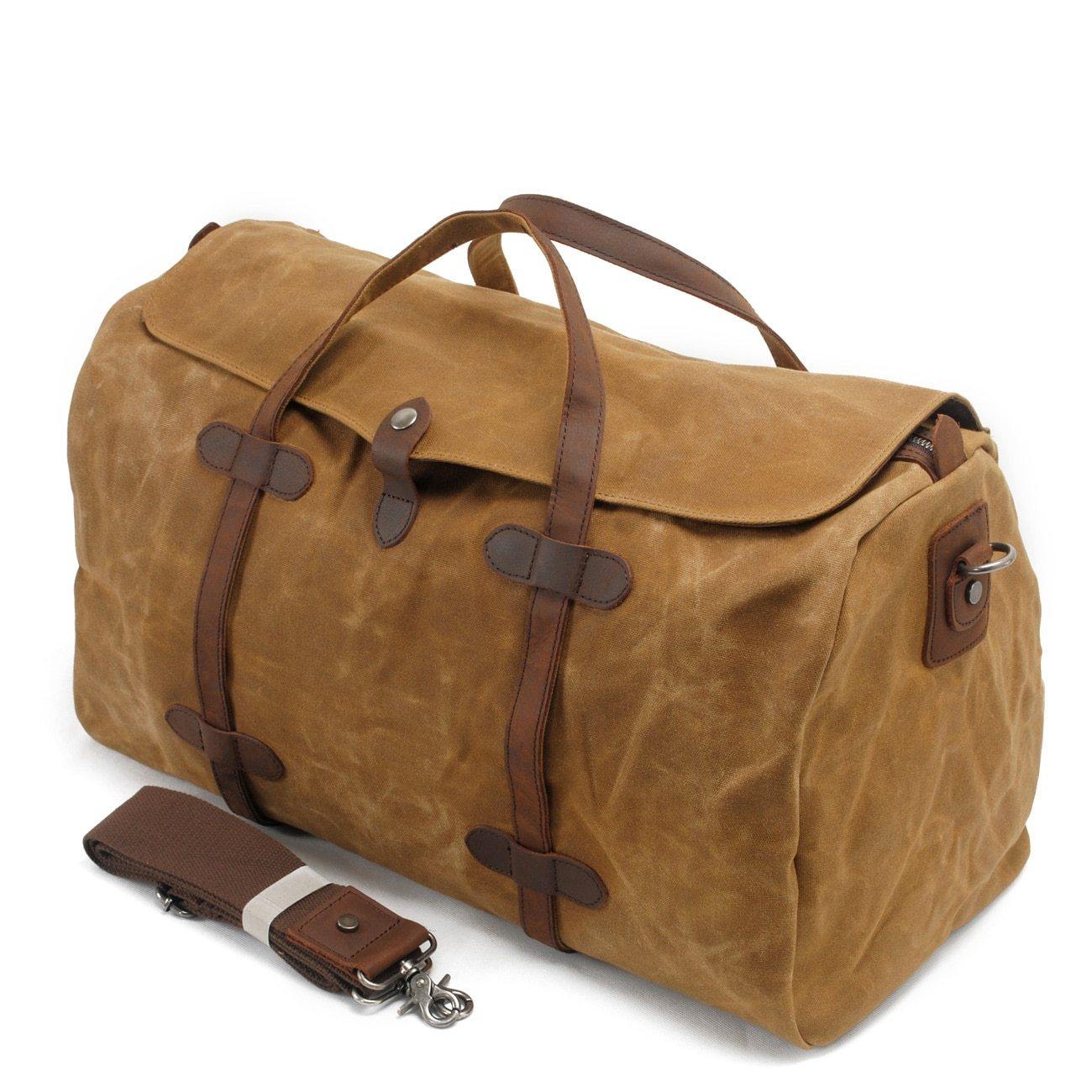 Waterproof Waxed Vintage Canvas Duffel Handbag Weekend Bag - MY STORE LIVING