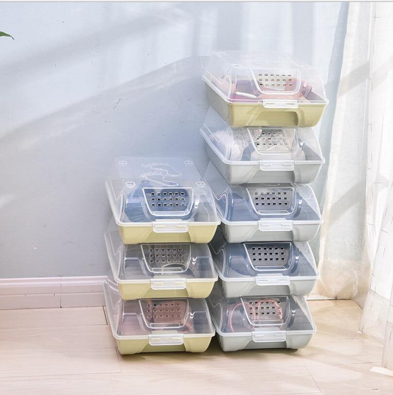 Plastic Shoe Case Family Shoes Storage Box Organizer Storage Bins With Lids - MY STORE LIVING