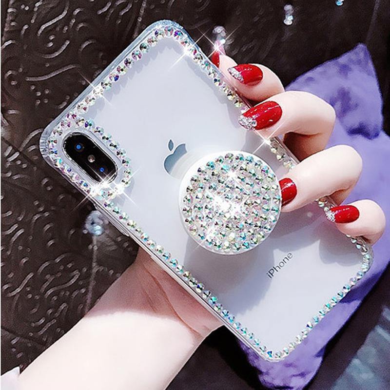 Clear Phone Case Thin Slim Transparent Diamond Stander - MY STORE LIVING