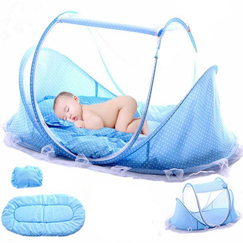 Baby Bedding Crib Netting Folding Baby Mosquito Nets Bed Mattress Pillow Three-piece Suit For 0-3 Years Old Children - MY STORE LIVING
