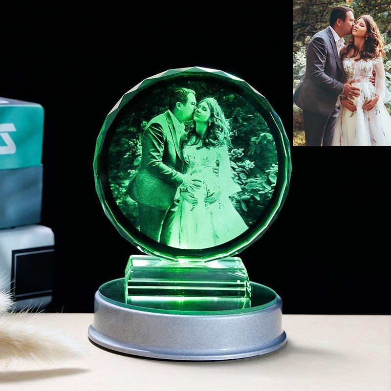 Customized K9 Crystal Photo Frame LED Base Laser Engraved Picture Home Decoration Personalized Wedding Photo Frame - MY STORE LIVING