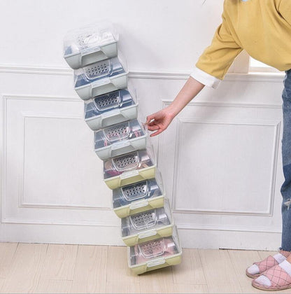 Plastic Shoe Case Family Shoes Storage Box Organizer Storage Bins With Lids - MY STORE LIVING