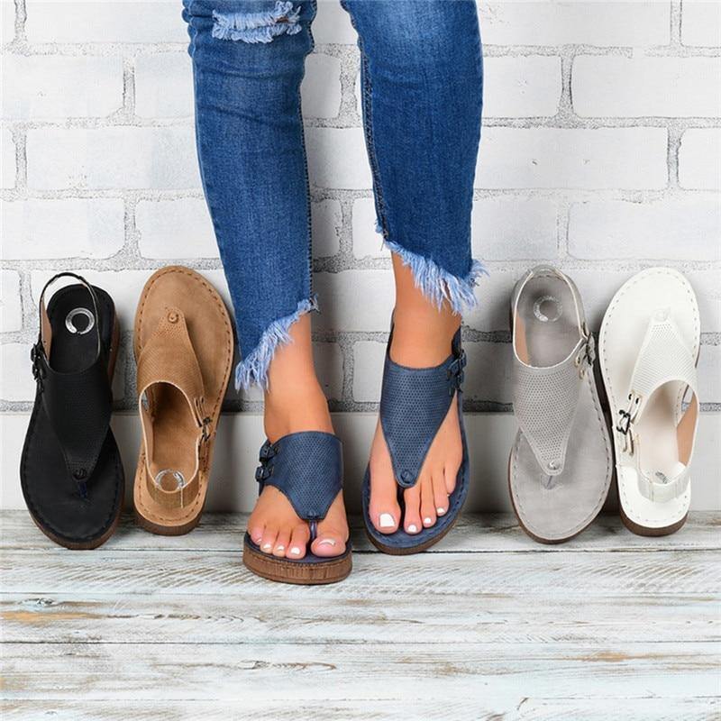Open Toe Solid Casual Shoes Rome Wedges Thong Sandals - MY STORE LIVING