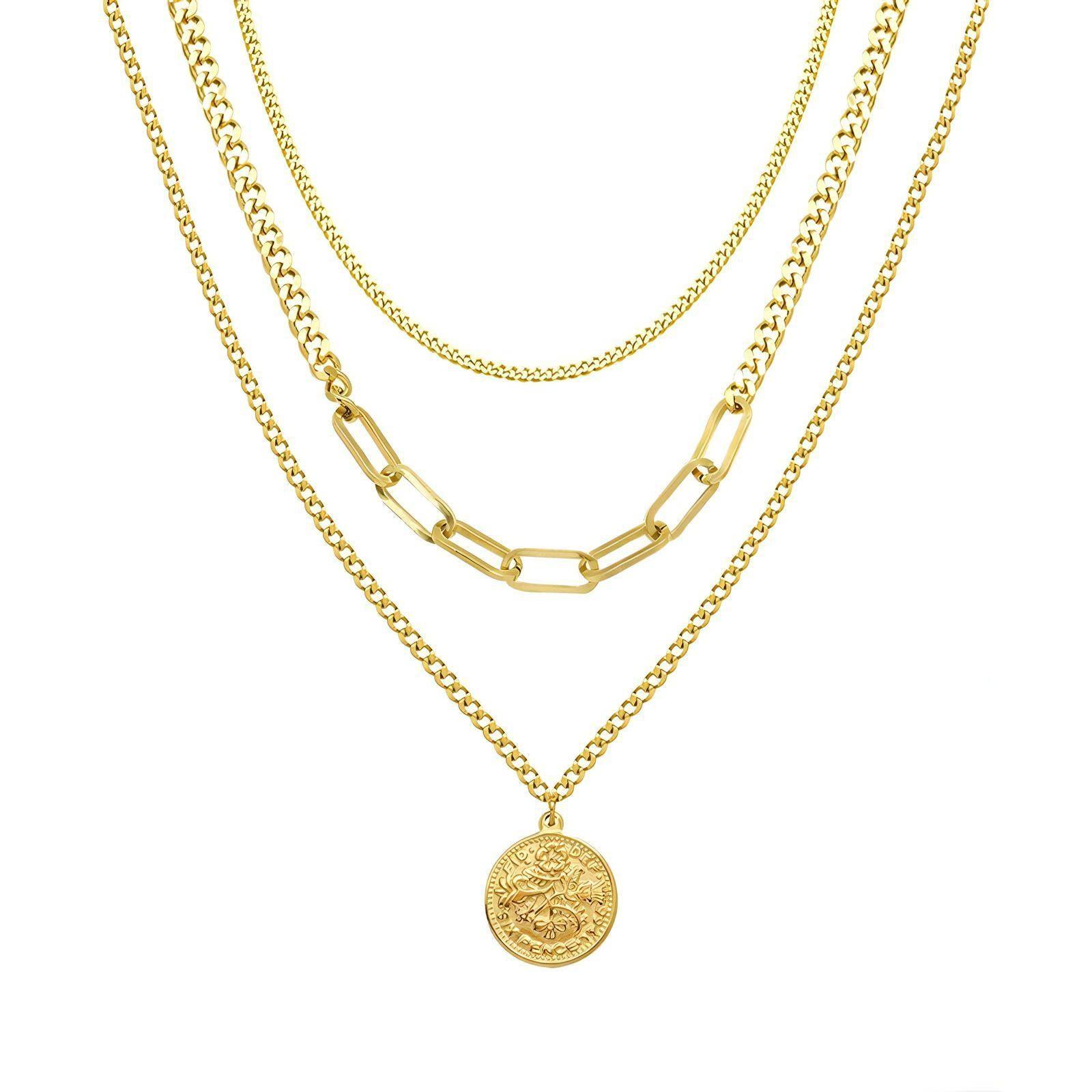 Coin Necklace 18K Gold Plated Stainless Steel - MyStoreLiving